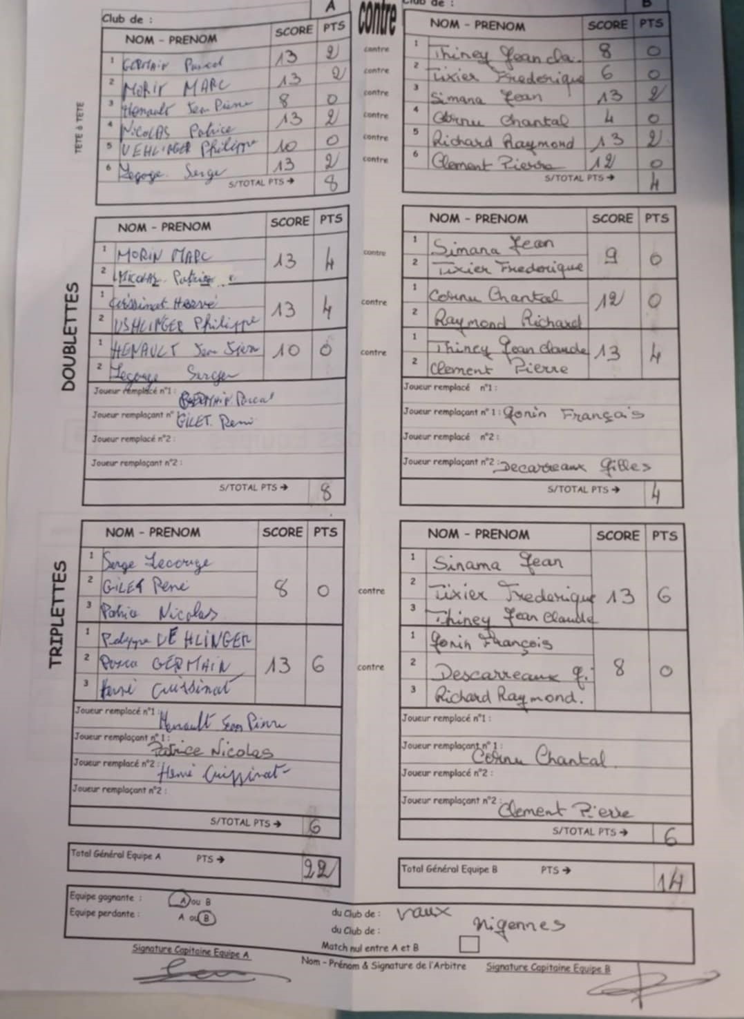 Feuille de Match MIGENNES 3 - Journée 2 Image