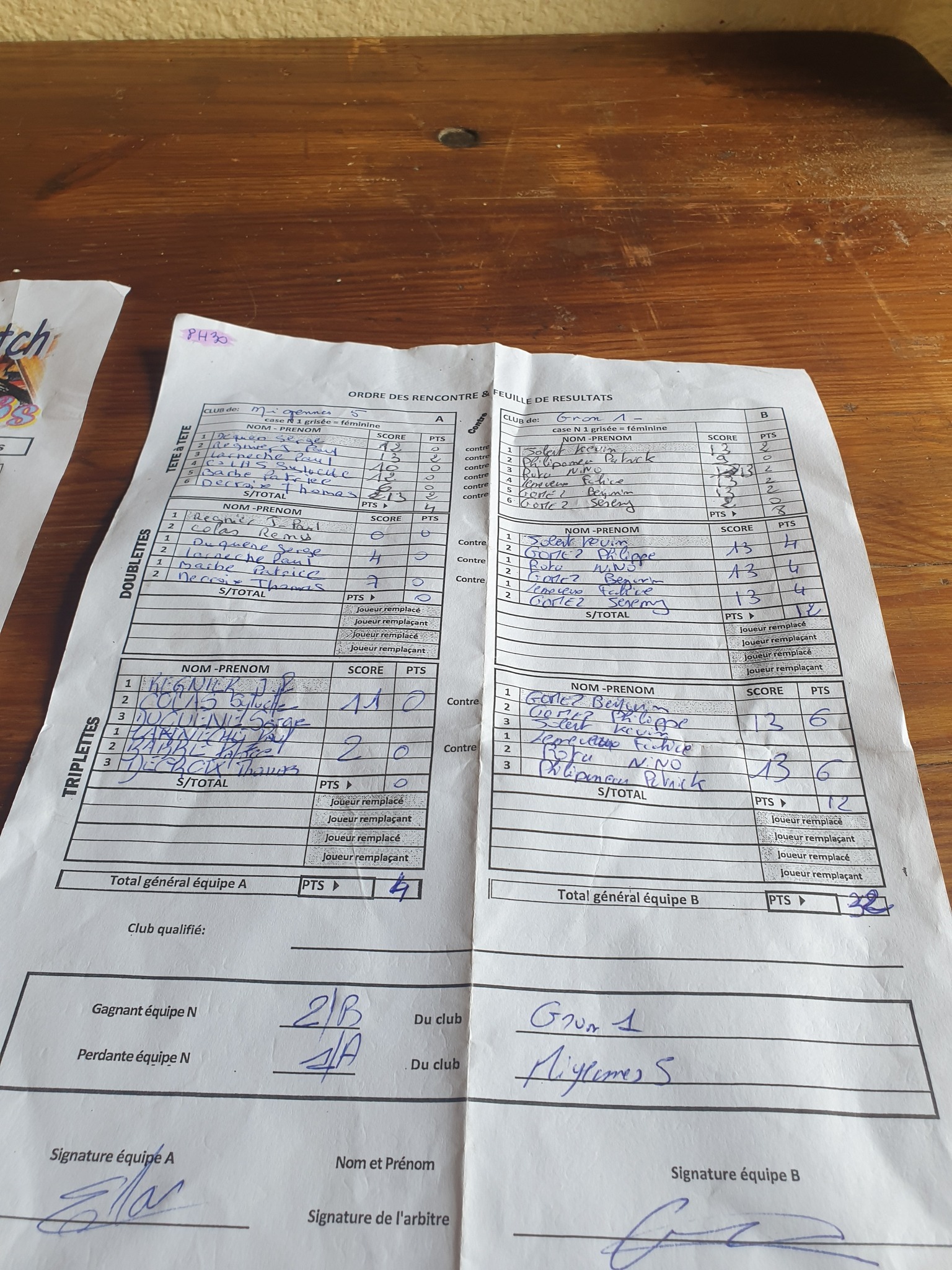 Feuille de Match D5 Gr A Journée 2 Match 5 Image